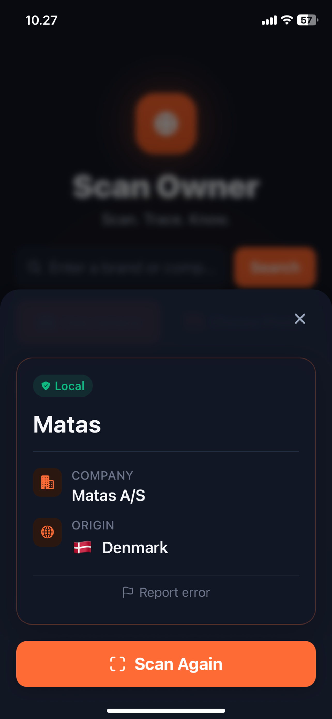 ProduktInfo søgeresultat